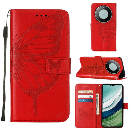 Embossed Butterfly Leather Phone Case, For Huawei Mate 60, For Huawei Mate 60 Pro, For Huawei P60 Art