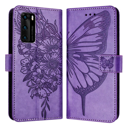 Embossed Butterfly Leather Phone Case, For Huawei P40 Lite 4G / Nova 6 SE, For Huawei P40 Pro, For Huawei P40