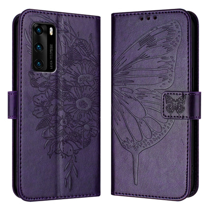 Embossed Butterfly Leather Phone Case, For Huawei P40 Lite 4G / Nova 6 SE, For Huawei P40 Pro, For Huawei P40
