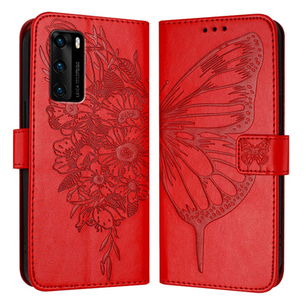 Embossed Butterfly Leather Phone Case, For Huawei P40 Lite 4G / Nova 6 SE, For Huawei P40 Pro, For Huawei P40