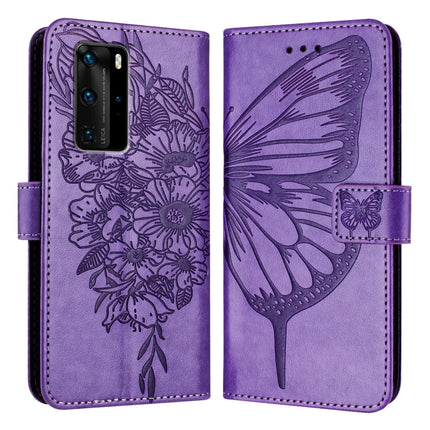 Embossed Butterfly Leather Phone Case, For Huawei P40 Lite 4G / Nova 6 SE, For Huawei P40 Pro, For Huawei P40