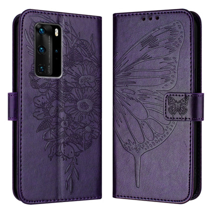 Embossed Butterfly Leather Phone Case, For Huawei P40 Lite 4G / Nova 6 SE, For Huawei P40 Pro, For Huawei P40