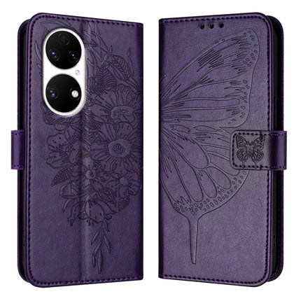 Embossed Butterfly Leather Phone Case, For Huawei P50 Pro, For Huawei P50, For Huawei Enjoy 20 SE/Y7a 4G/P Smart 2021