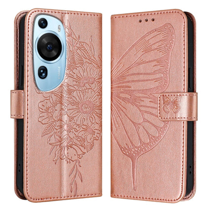 Embossed Butterfly Leather Phone Case, For Huawei Mate 60, For Huawei Mate 60 Pro, For Huawei P60 Art