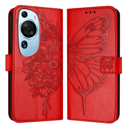 Embossed Butterfly Leather Phone Case, For Huawei Mate 60, For Huawei Mate 60 Pro, For Huawei P60 Art