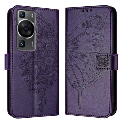 Embossed Butterfly Leather Phone Case, For Huawei P60 / P60 Pro, For Huawei Enjoy 50 Pro 4G / Nova Y90, For Huawei Enjoy 50 4G / Nova Y70 Plus