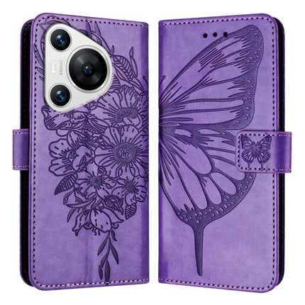 Embossed Butterfly Leather Phone Case, For Huawei Nova 12s 4G Global, For Huawei Pura 70 Pro, For Huawei Pura 70