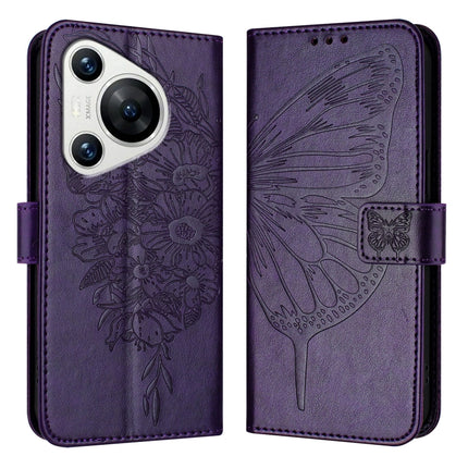 Embossed Butterfly Leather Phone Case, For Huawei Nova 12s 4G Global, For Huawei Pura 70 Pro, For Huawei Pura 70