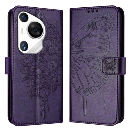 Embossed Butterfly Leather Phone Case, For Huawei Nova 12s 4G Global, For Huawei Pura 70 Pro, For Huawei Pura 70