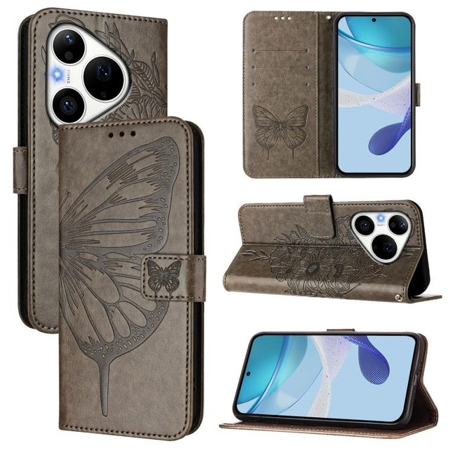 Embossed Butterfly Leather Phone Case, For Huawei Pura 90 Pro 5G, For Huawei Mate 70 Air 5G, For Huawei Enjoy 80s 4G
