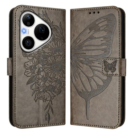 Embossed Butterfly Leather Phone Case, For Huawei Pura 90 Pro 5G, For Huawei Mate 70 Air 5G, For Huawei Enjoy 80s 4G