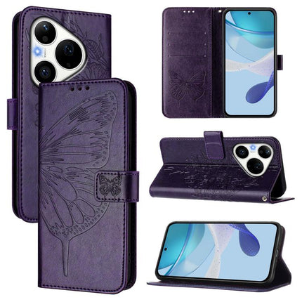 Embossed Butterfly Leather Phone Case, For Huawei Pura 90 Pro 5G, For Huawei Mate 70 Air 5G, For Huawei Enjoy 80s 4G