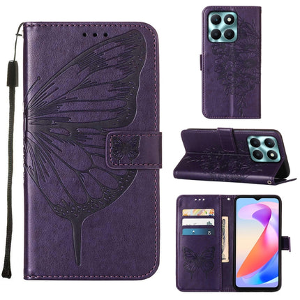 Embossed Butterfly Leather Phone Case, For Honor X9b Global/Magic6 Lite 5G Global, For Honor X6a, For Honor X8 5G / 70 Lite / X6 / X6s