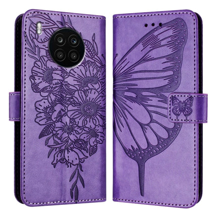 Embossed Butterfly Leather Phone Case, For Honor 60, For Honor 50 Lite / Huawei Nova 8i, For Honor 50 Pro / Huawei Nova 9 Pro