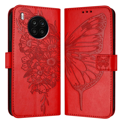 Embossed Butterfly Leather Phone Case, For Honor 60, For Honor 50 Lite / Huawei Nova 8i, For Honor 50 Pro / Huawei Nova 9 Pro
