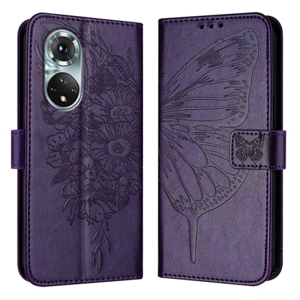 Embossed Butterfly Leather Phone Case, For Honor 60, For Honor 50 Lite / Huawei Nova 8i, For Honor 50 Pro / Huawei Nova 9 Pro