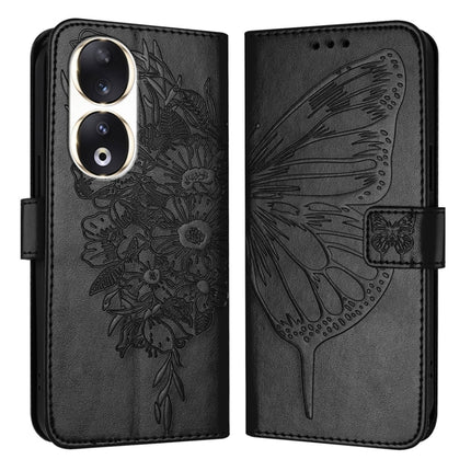 Embossed Butterfly Leather Phone Case, For Honor 90 Lite / X50i, For Honor 90 Pro, For Honor 90