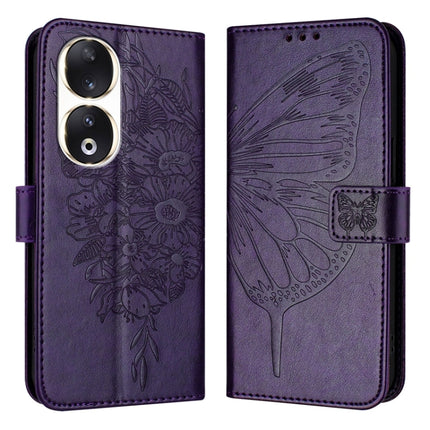 Embossed Butterfly Leather Phone Case, For Honor 90 Lite / X50i, For Honor 90 Pro, For Honor 90
