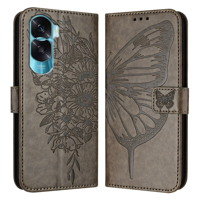 Embossed Butterfly Leather Phone Case, For Honor 90 Lite / X50i, For Honor 90 Pro, For Honor 90
