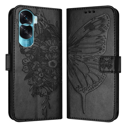 Embossed Butterfly Leather Phone Case, For Honor 90 Lite / X50i, For Honor 90 Pro, For Honor 90