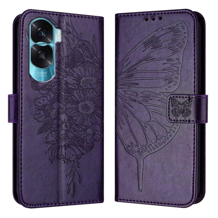 Embossed Butterfly Leather Phone Case, For Honor 90 Lite / X50i, For Honor 90 Pro, For Honor 90