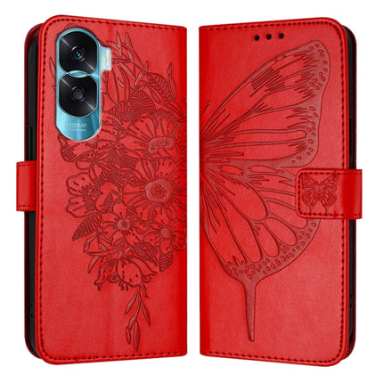 Embossed Butterfly Leather Phone Case, For Honor 90 Lite / X50i, For Honor 90 Pro, For Honor 90