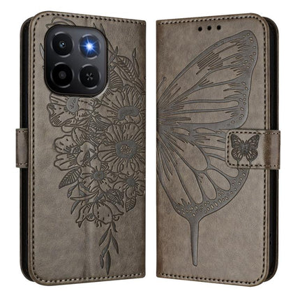 Embossed Butterfly Leather Phone Case, For Honor X6c 4G, For Honor 400 Pro 5G Global 160.8mm, For Honor Power 5G