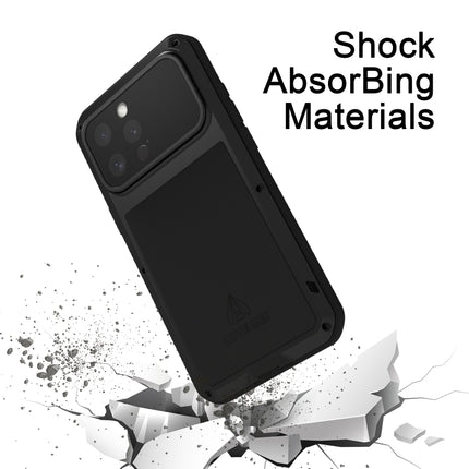 LOVE MEI Metal Shockproof Life Waterproof Dustproof Phone Case, For iPhone 16 Pro, For iPhone 16, For iPhone 15 Pro Max, For iPhone 15 Pro
