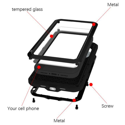LOVE MEI Metal Shockproof Life Waterproof Dustproof Phone Case, For iPhone 17 Pro Max, For iPhone 17 Pro, For iPhone 17, For iPhone 16 Pro Max