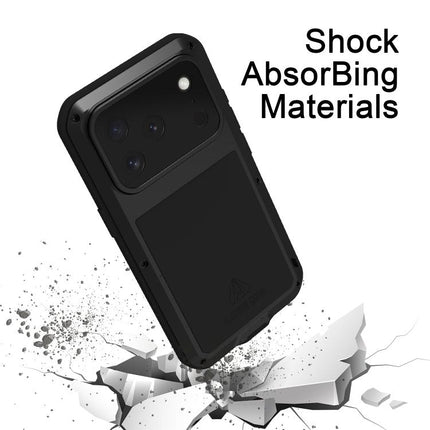 LOVE MEI Metal Shockproof Life Waterproof Dustproof Phone Case, For iPhone 17 Pro Max, For iPhone 17 Pro, For iPhone 17, For iPhone 16 Pro Max