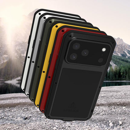 LOVE MEI Metal Shockproof Life Waterproof Dustproof Phone Case, For iPhone 17 Pro Max, For iPhone 17 Pro, For iPhone 17, For iPhone 16 Pro Max