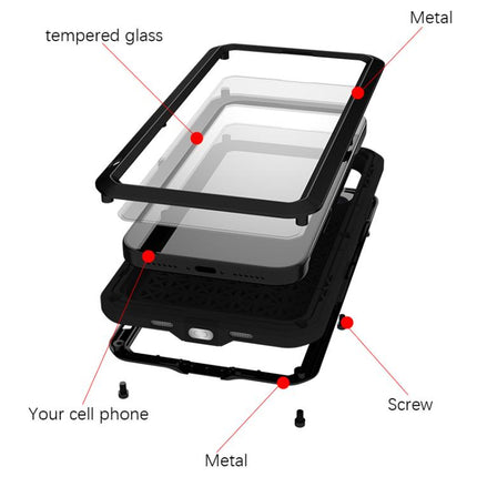LOVE MEI Metal Shockproof Life Waterproof Dustproof Phone Case, For iPhone 17 Pro Max, For iPhone 17 Pro, For iPhone 17, For iPhone 16 Pro Max