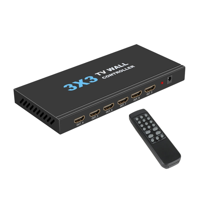 NK-330 3x3 4K 9 Screen HDMI DVI TV Video Wall Controller Splitter Multi Video Screen Processor Splicer, US Plug, AU Plug, EU Plug, UK Plug