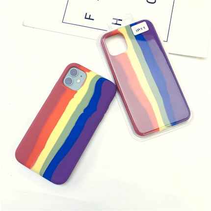 Rainbow Liquid Silicone Shockproof Full Coverage Protective Case, For iPhone 11, For iPhone 11 Pro, For iPhone 11 Pro Max