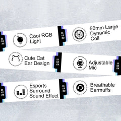 AWEI GM-9 Cat Ear Colorful Light Wired Gaming Headset with Mic