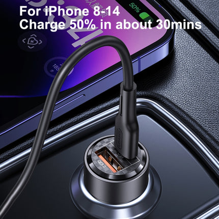 USAMS US-CC208 C39 60W USB + Type-C Dual Port Fast Charging Aluminum Alloy Transparent Car Charger, CC208 C39