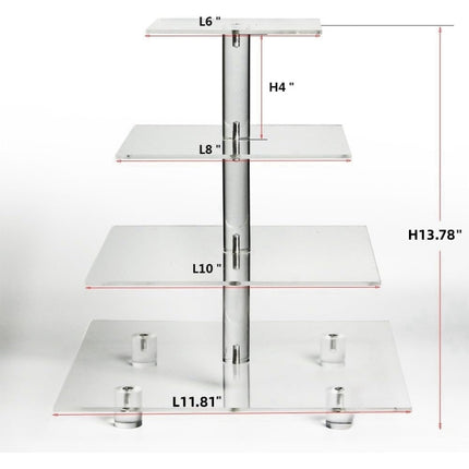 YX065 4 Tier Acrylic Square Cupcake Stand, YX065