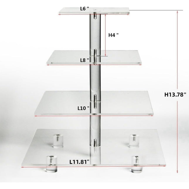 YX065 4 Tier Acrylic Square Cupcake Stand, YX065