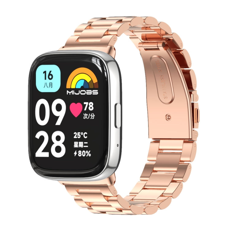 Mijobs Three-Bead Metal Stainless Steel Watch Band