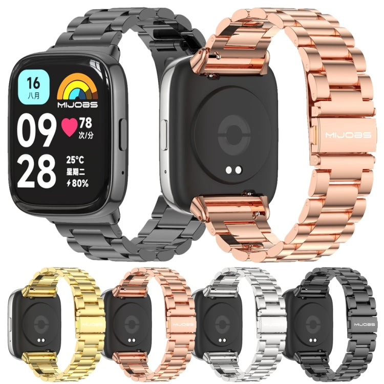 Mijobs Three-Bead Metal Stainless Steel Watch Band