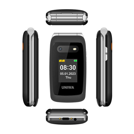 UNIWA V202T 4G Flip Style Phone, 2.4 inch Unisoc T107 Cat.1, SOS, FM, Dual SIM Cards, 21 Keys