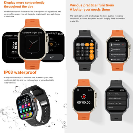 iW9 Ultra 2.04 inch Screen Smart Call Watch, BT Call / Heart Rate / Blood Pressure / Blood Oxygen