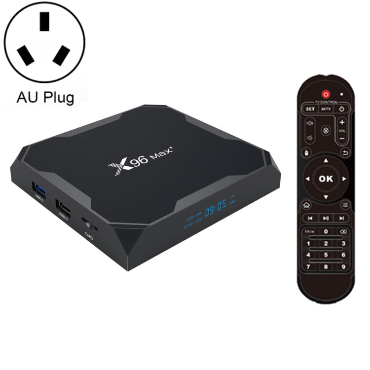 X96 max+ 4K Smart TV Box, Android 9.0, Amlogic S905X3 Quad-Core Cortex-A55,4GB+64GB, Support LAN, AV, 2.4G/5G WiFi, USBx2,TF Card,, EU Plug, UK Plug, AU Plug