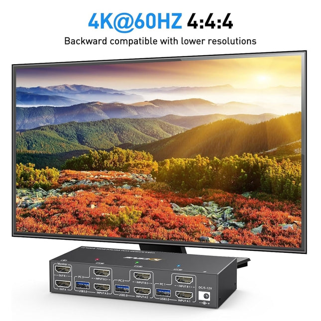 KC-KVM302AS 4K 60Hz USB3.0 / HDMI Dual Monitors KVM Switch, EU Plug