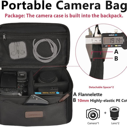 Cwatcun D78 Camera Laptop Backpack Bag, With Detachable Insert Camera Case