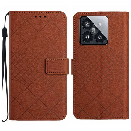 Rhombic Grid Texture Leather Phone Case, For Xiaomi 14 Ultra, For Xiaomi 14 Pro, For Xiaomi 14, For Xiaomi Redmi 13C 4G
