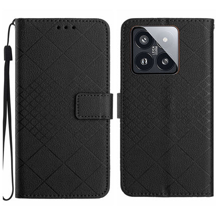 Rhombic Grid Texture Leather Phone Case, For Xiaomi 14 Ultra, For Xiaomi 14 Pro, For Xiaomi 14, For Xiaomi Redmi 13C 4G