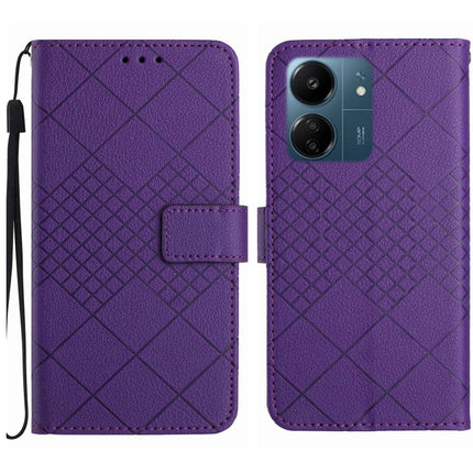 Rhombic Grid Texture Leather Phone Case, For Xiaomi 14 Ultra, For Xiaomi 14 Pro, For Xiaomi 14, For Xiaomi Redmi 13C 4G