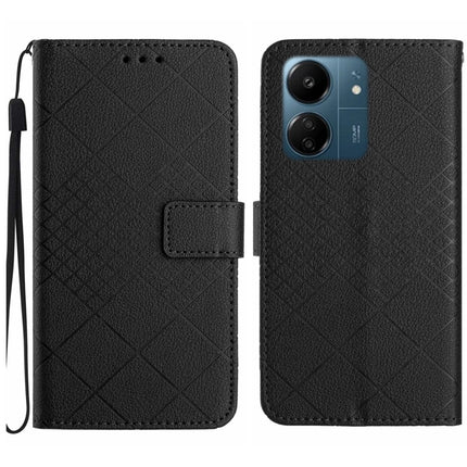 Rhombic Grid Texture Leather Phone Case, For Xiaomi 14 Ultra, For Xiaomi 14 Pro, For Xiaomi 14, For Xiaomi Redmi 13C 4G