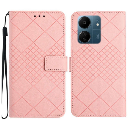 Rhombic Grid Texture Leather Phone Case, For Xiaomi 14 Ultra, For Xiaomi 14 Pro, For Xiaomi 14, For Xiaomi Redmi 13C 4G